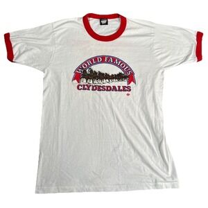 Vintage Budweiser Clydesdales Ringer T Shirt Graphic Single Stitch 1989 SZ Large